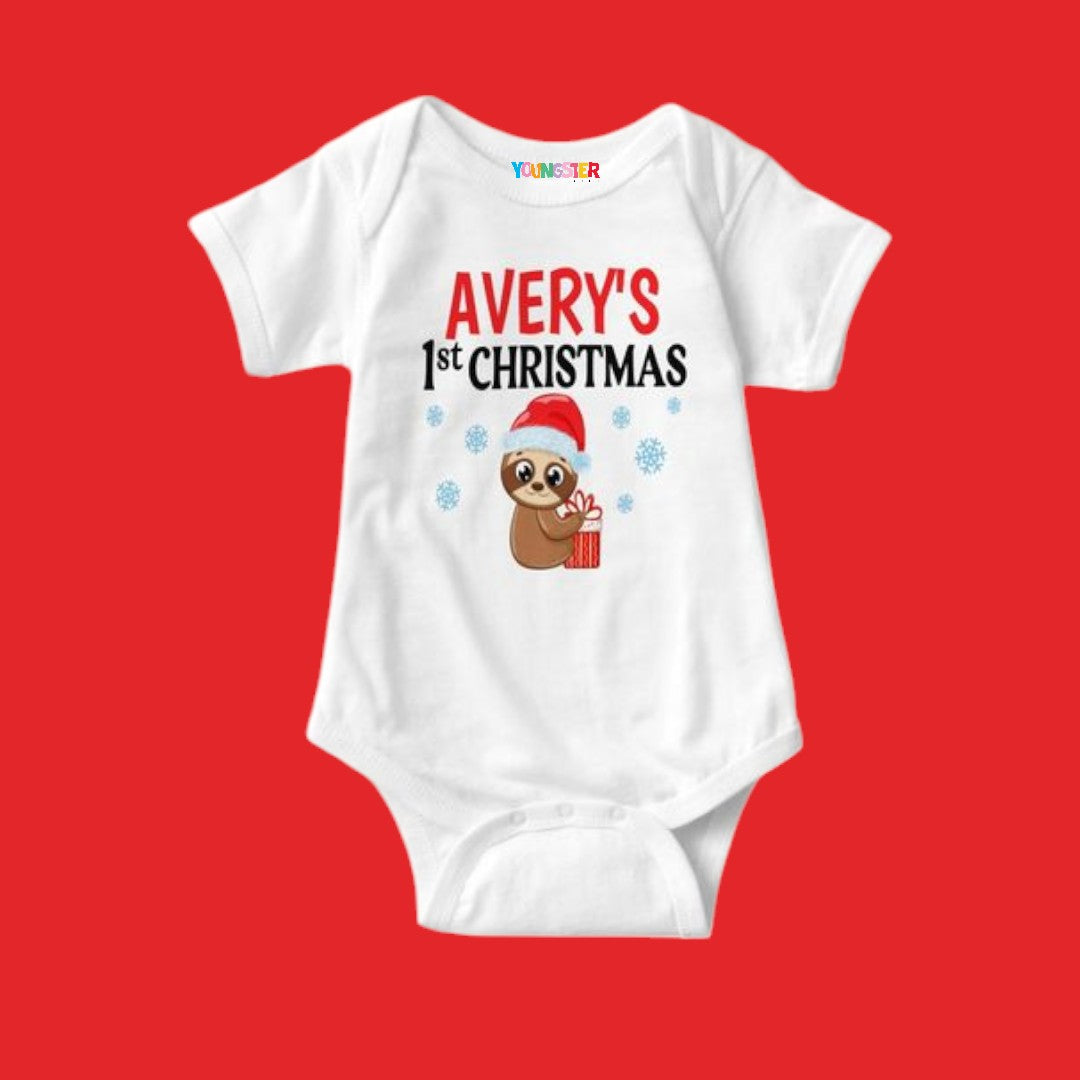 My First Christmas Unisex Romper  / T-Shirt - With Custom Name