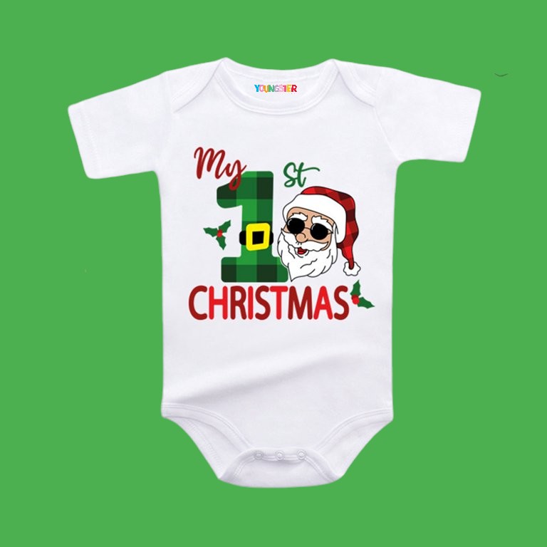 Cute Santa Unisex Romper  / T-Shirt - With Custom Name