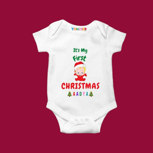 My 1St Christmas Unisex Romper  / T-Shirt - With Custom Name