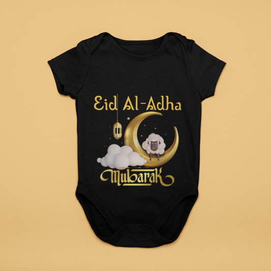 Eid al-adah Mubarak Black Romper