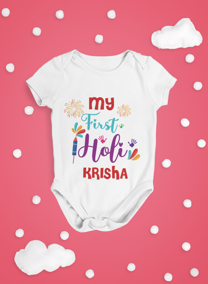 My First Holi Romper with Customised Baby Name