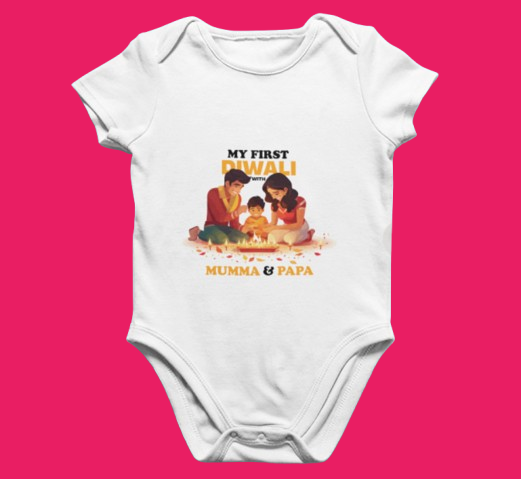 First Diwali With Mummy & Pappa Unisex Wear / Tshirt- with custom name