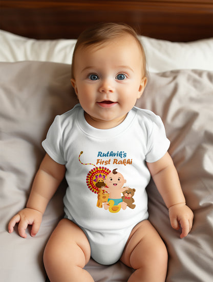 My First Rakhi  Baby Romper / Tshirt- with custom name