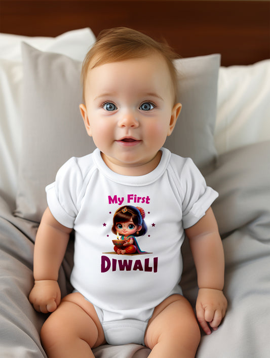 Happy Diwali  Romper / T-Shirt - With Custom Name