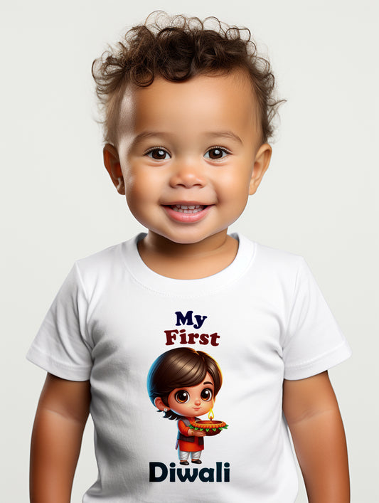 Meri Peheli Diwali Unisex Romper / Tshirt- with custom name