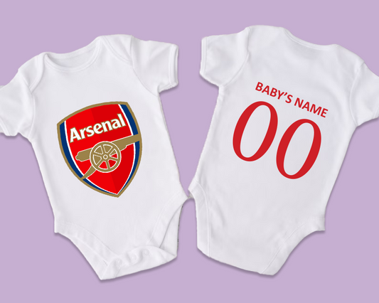 Arsenal Baby Romper with Customised Name and Number