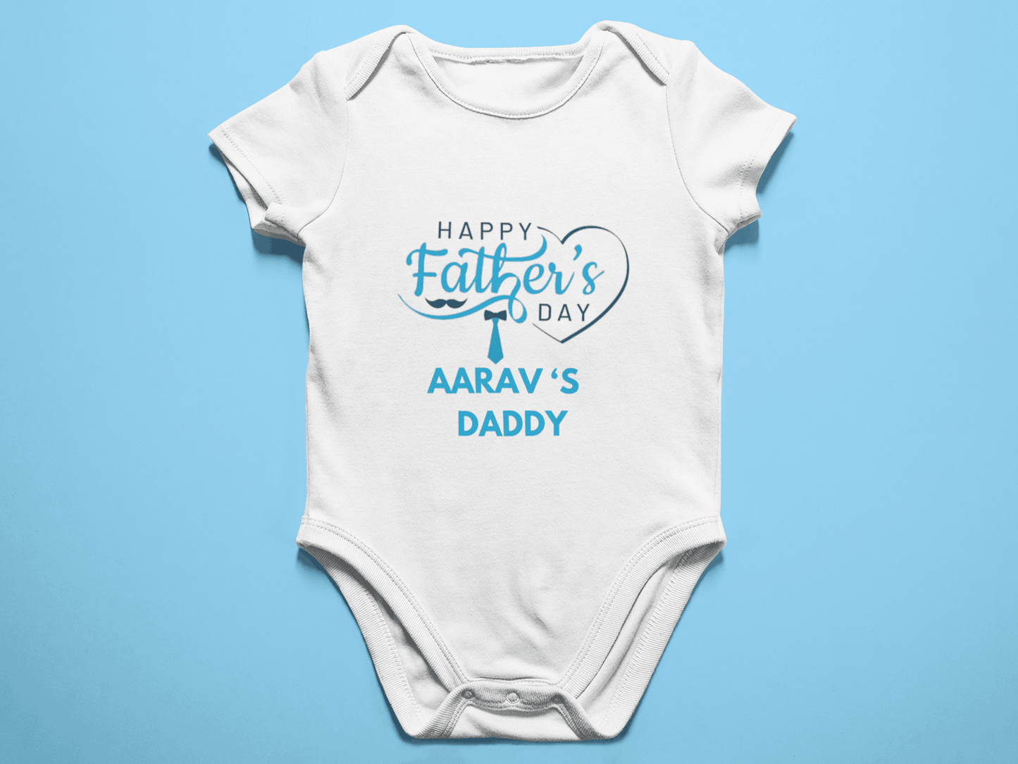 Happy fathers day Boy wishing romper with Custom Name