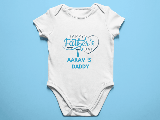 Happy fathers day Boy wishing romper with Custom Name