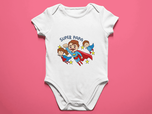 Superman papa with boy baby romper