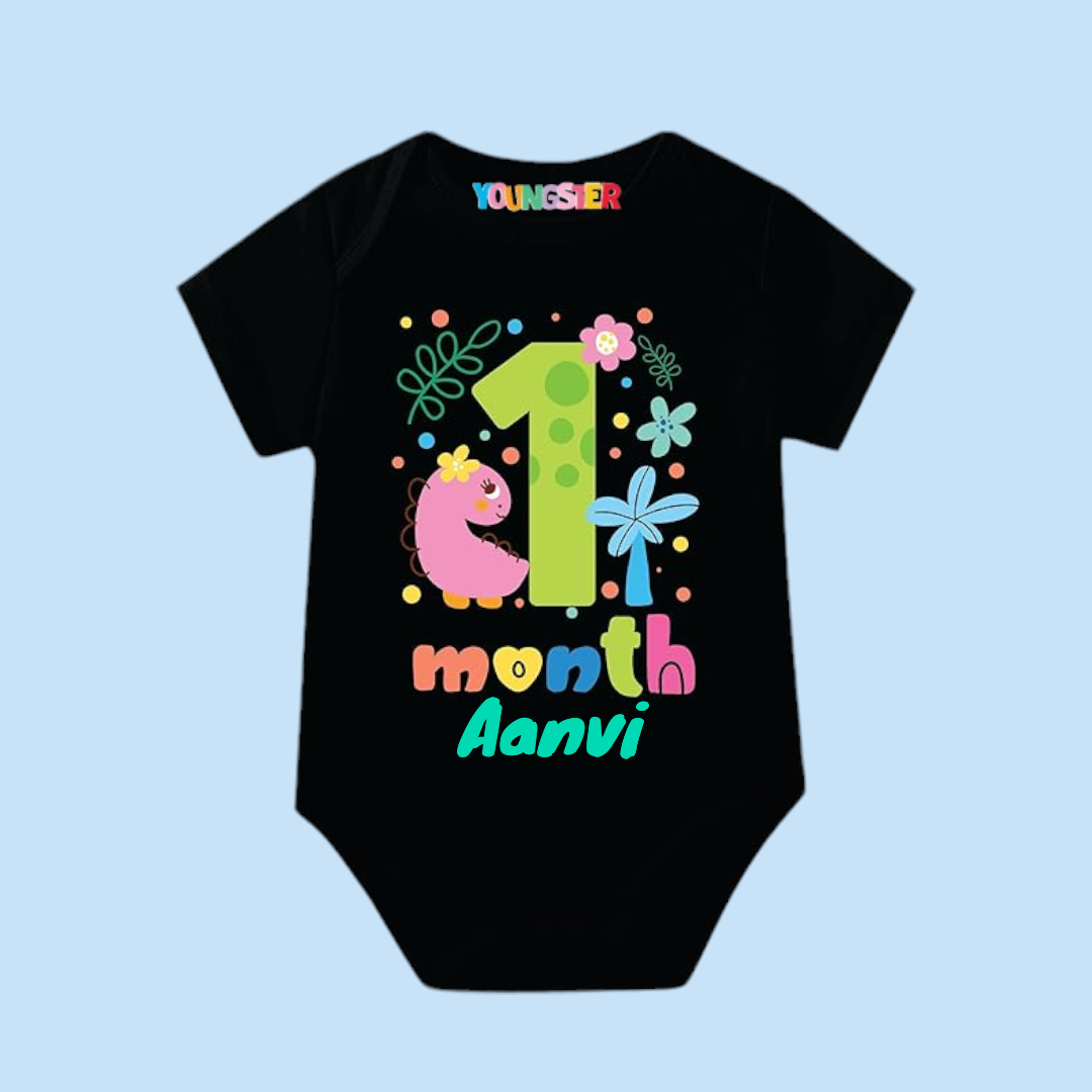 One Month Jungle Theme Baby Romper