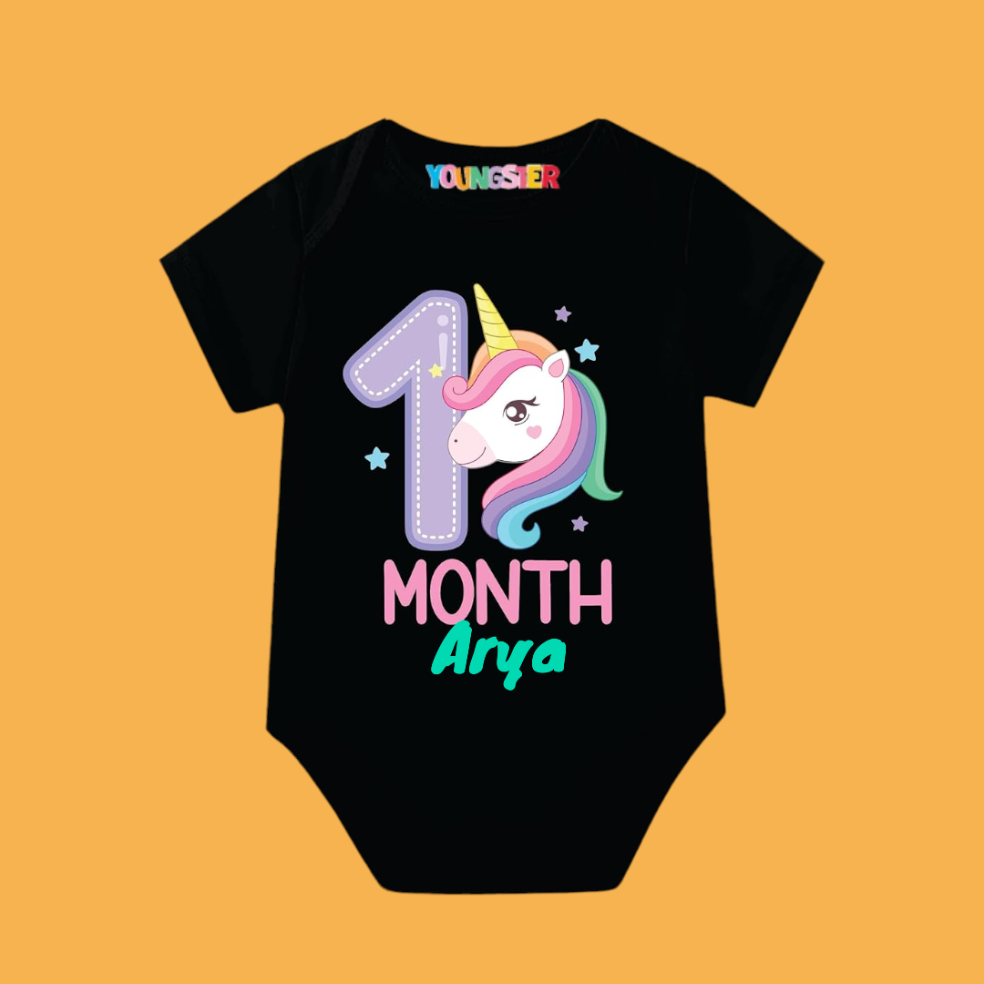 1 Month Unicorn Baby Romper