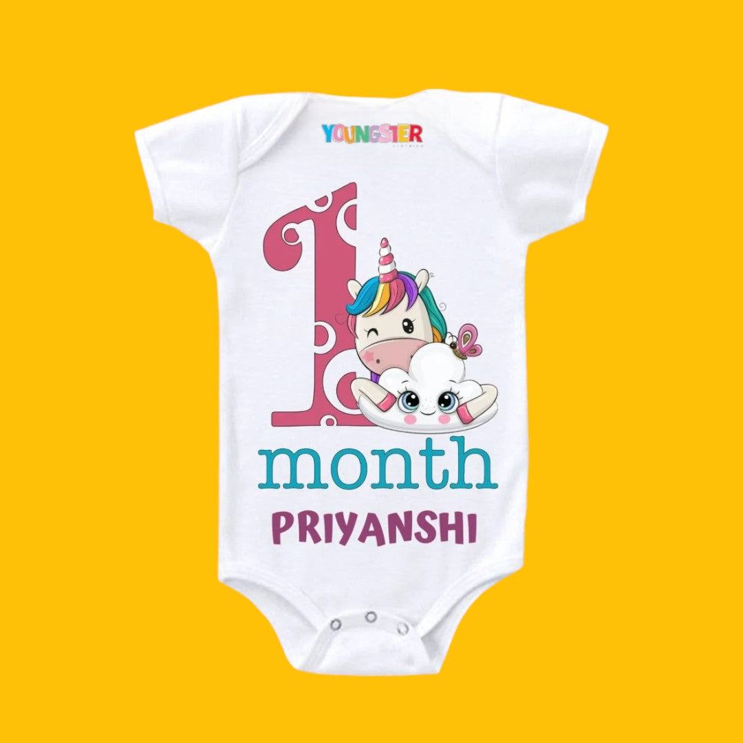 1 Month Unicorn Design Romper