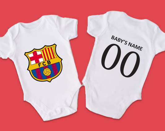 Barca Baby Romper with Customised Name and Number