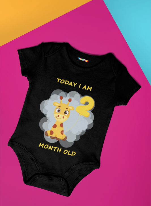 Giraffe Monthly milestone 2 month birthday unisex baby onesize romper