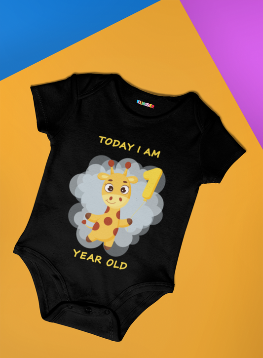 Giraffe Monthly milestone 1 year birthday unisex baby onesize romper