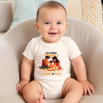 First Diwali With Mummy & Pappa Unisex Wear / Tshirt- with custom name