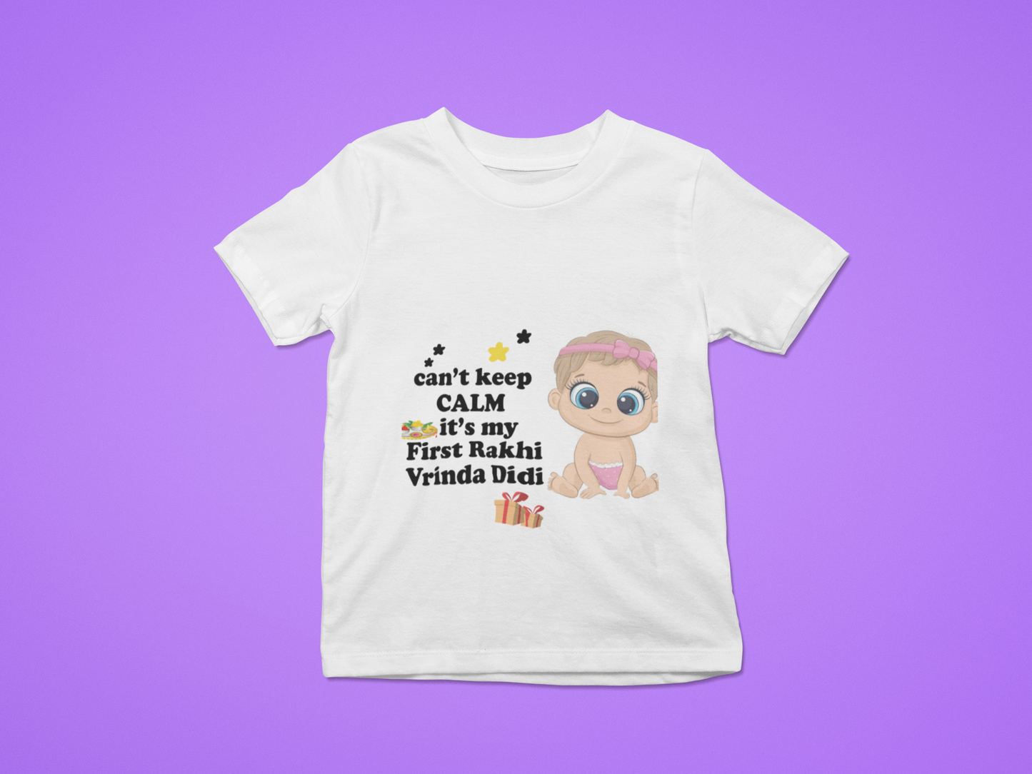 Can't Keep Calm Its My First Rakhi  Baby Romper/Tshirt - with custom name