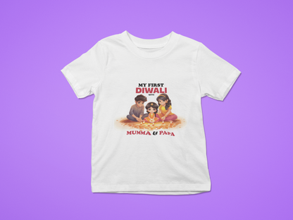 First Diwali With Mummy & Pappa Unisex Romper/ Tshirt- with custom name