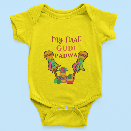 My first Gudi padwa Yellow baby Romper Unisex