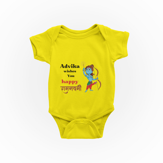 Happy Ramnvami Yellow Romper with Custom Name