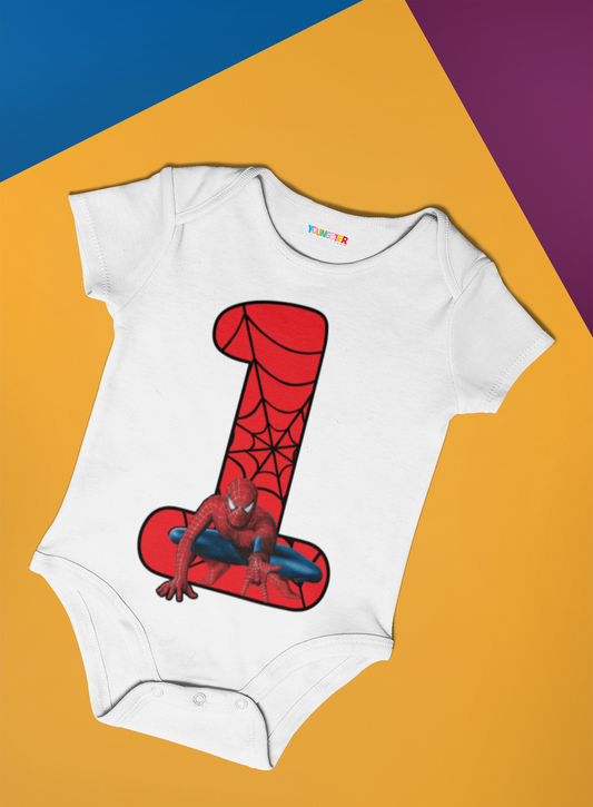 Spiderman Monthly milestone One month birthday unisex baby romper