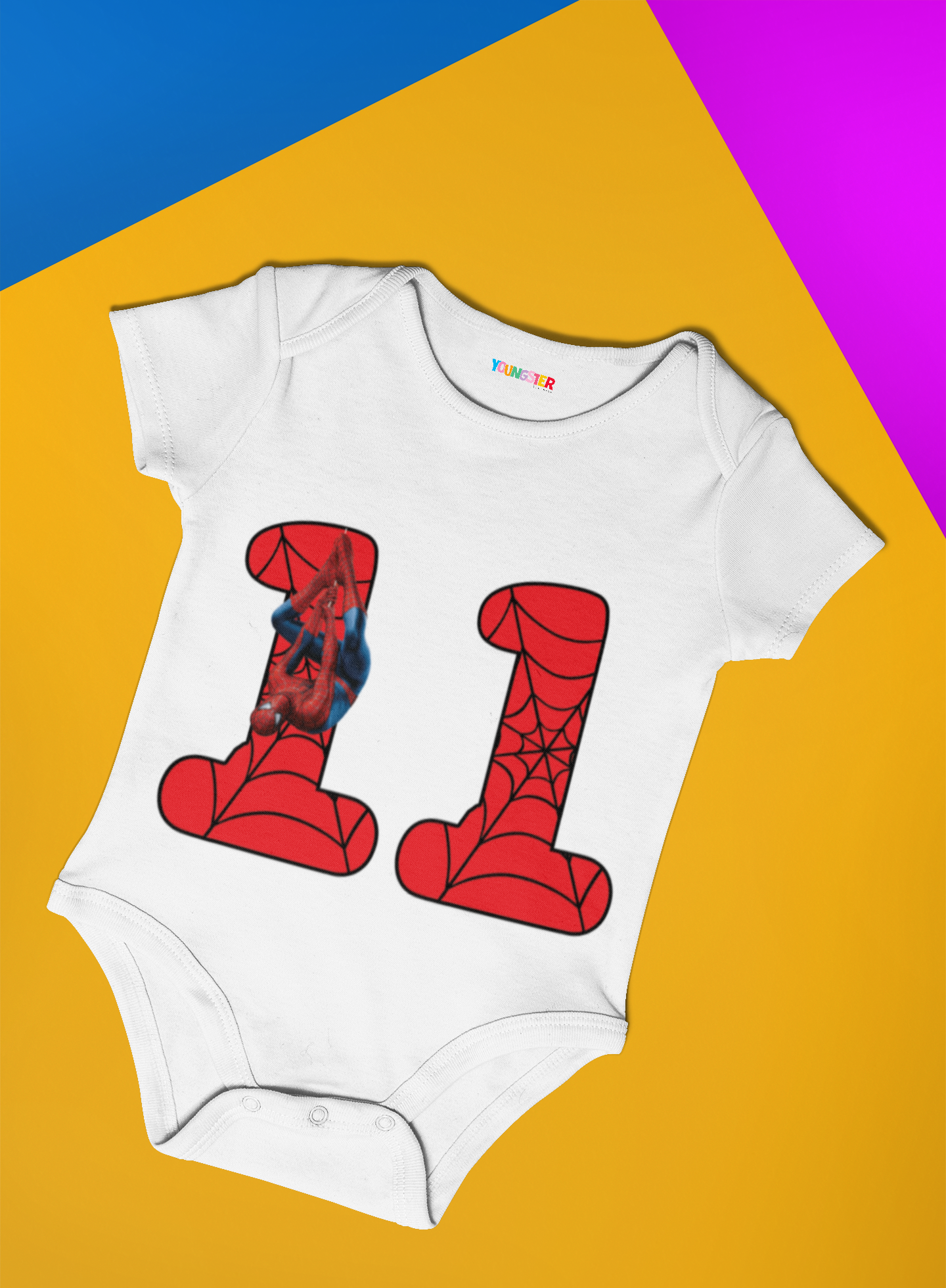 Spiderman Monthly milestone 11 months birthday unisex baby romper