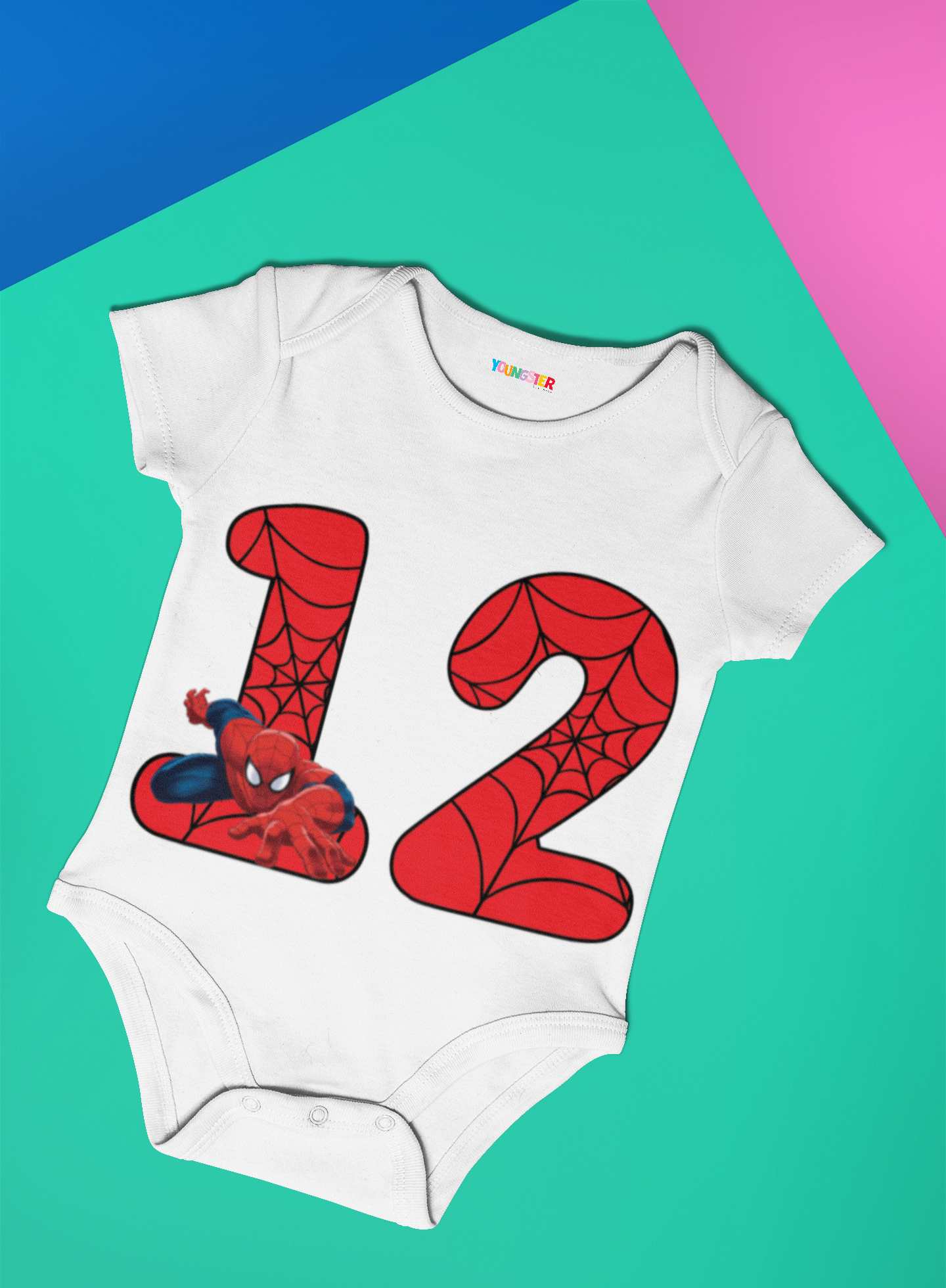 Spiderman Monthly milestone 12 months birthday unisex baby romper