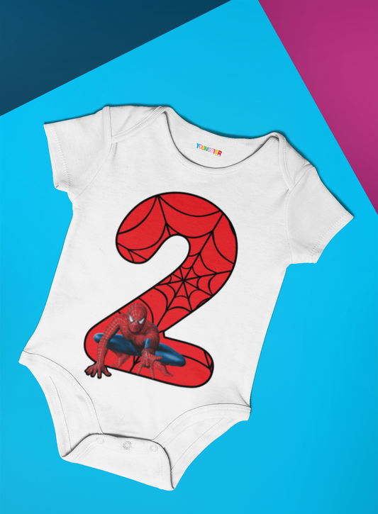 Spiderman Monthly milestone Two month birthday unisex baby romper