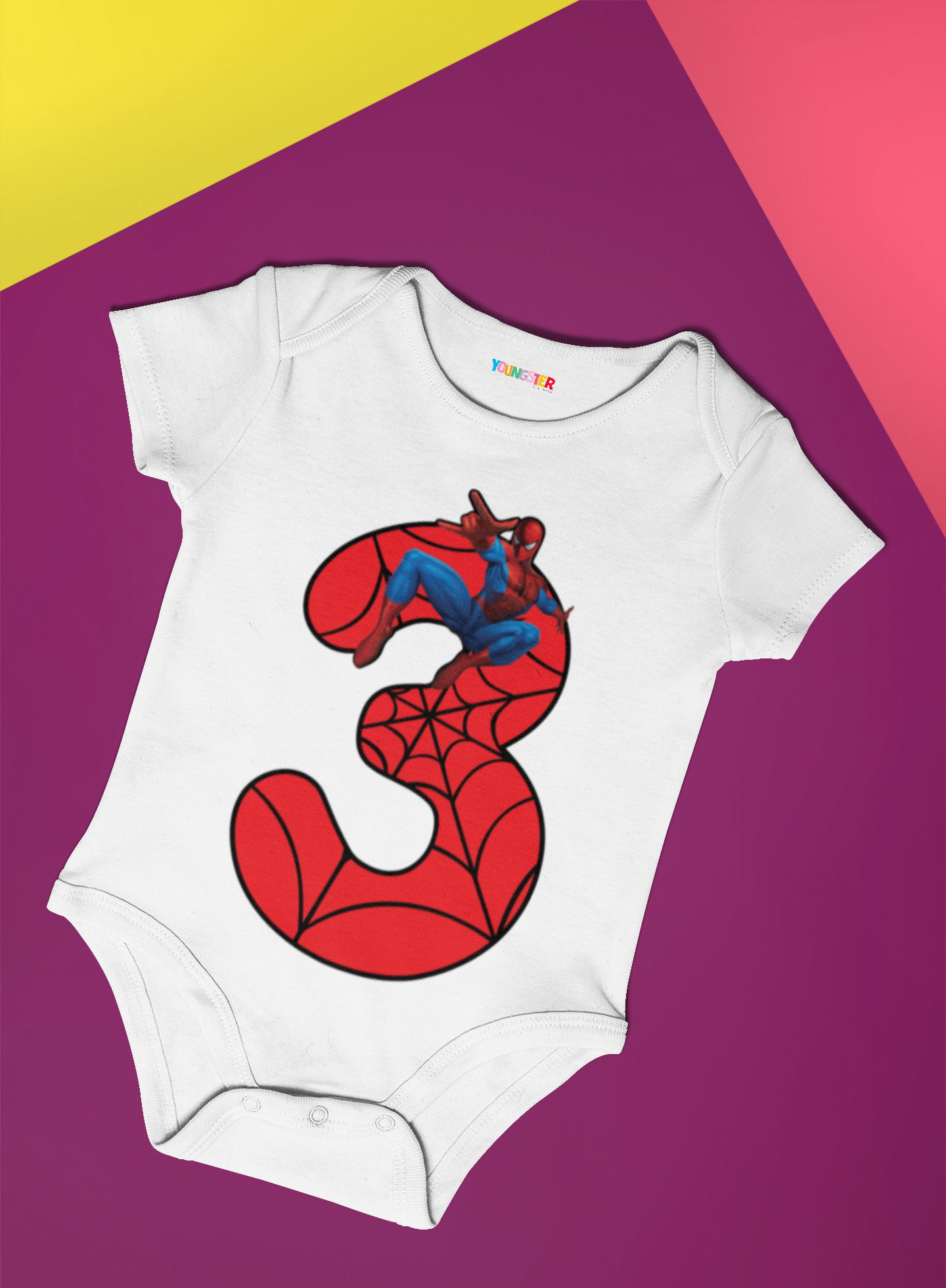 Spiderman Monthly milestone Three month birthday unisex baby romper