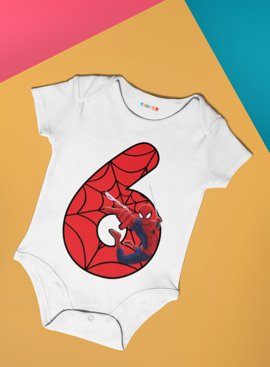 Spiderman Monthly milestone Six month birthday unisex baby romper