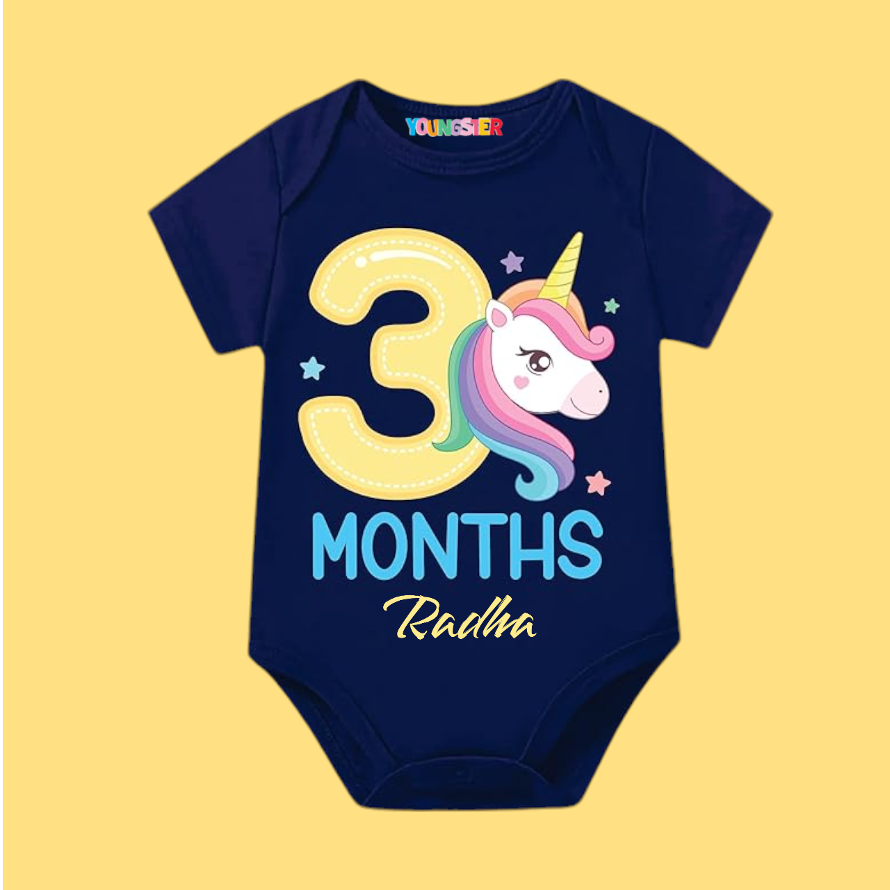 3 Months Unicorn Birthday Unisex Baby Romper