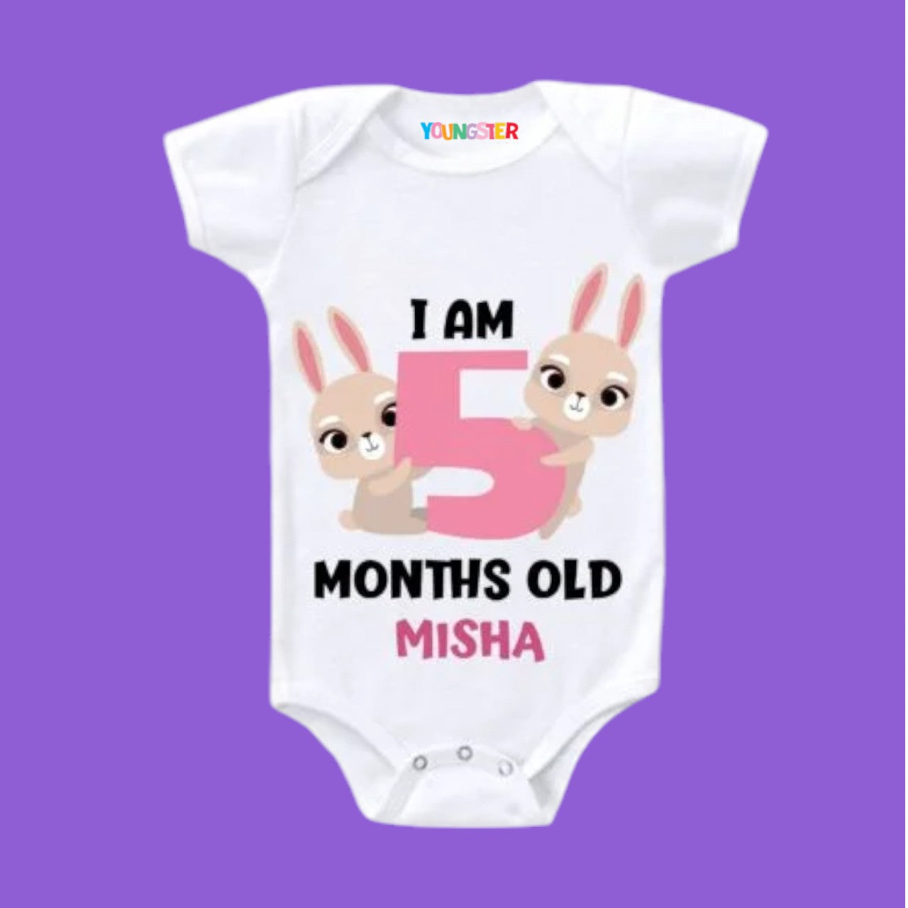 5  Months Monthly Milestone Birthday Unisex Cotton Baby Romper Bodysuit For New Born. 5 Months Baby