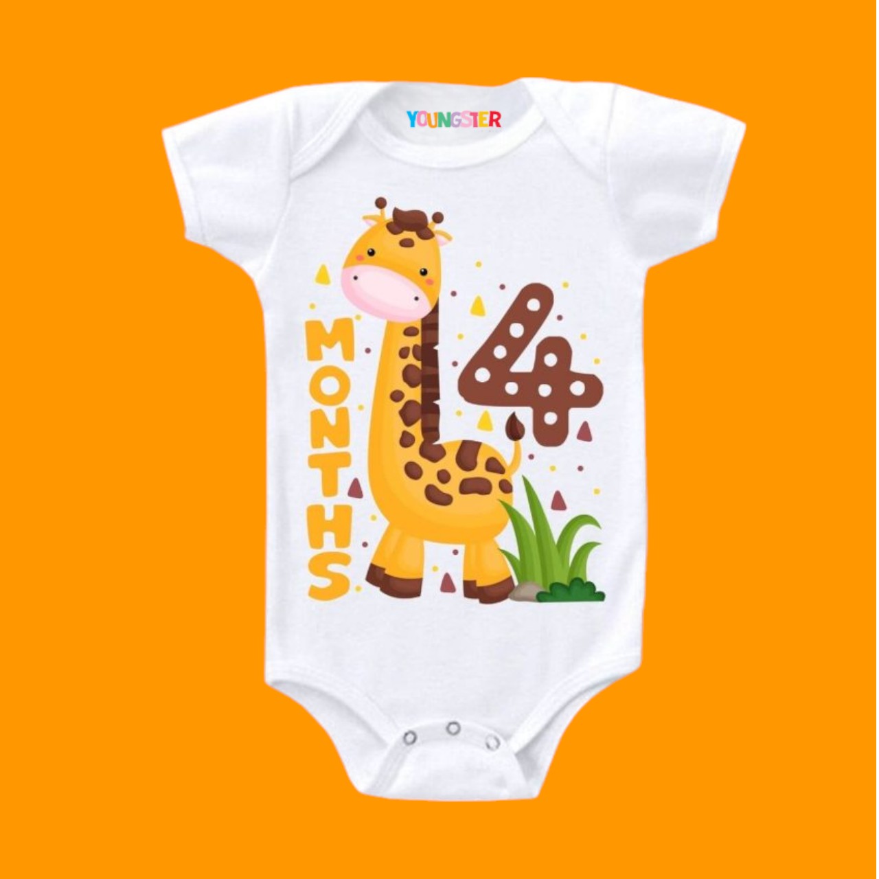 4 Months Birthday Giraffe  Theme Baby Romper