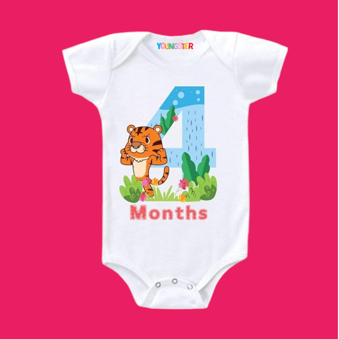 4 Months Birthday Tiger Theme Baby Romper