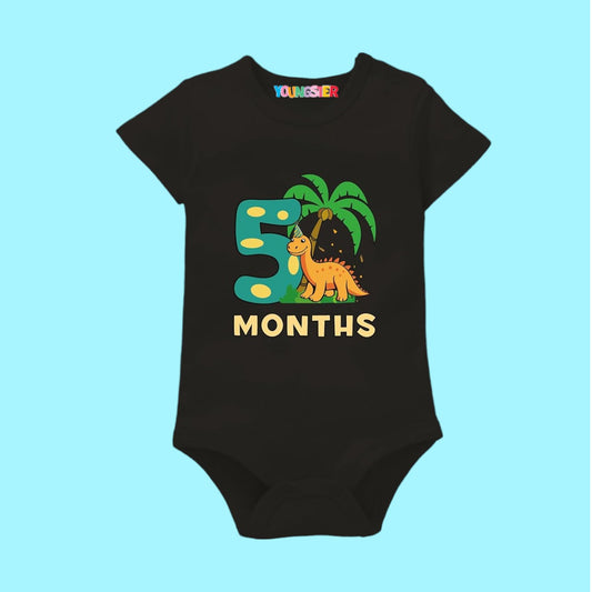 Five Months Monthly Milestone Birthday Unisex Cotton Baby Romper Bodysuit For New Born. 5 Months Baby