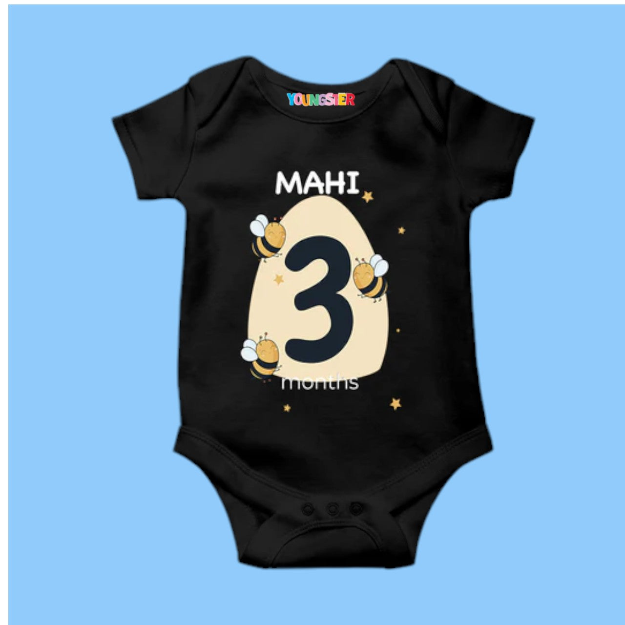 3 Months Birthday Unisex Baby Romper- Bee