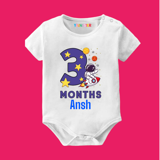 3 Months Birthday Unisex Baby Romper- Space