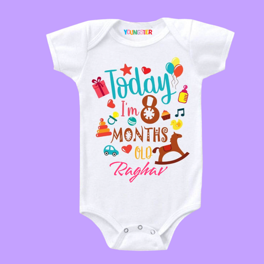 Fun And Festive 8-Month Birthday Romper For Infants