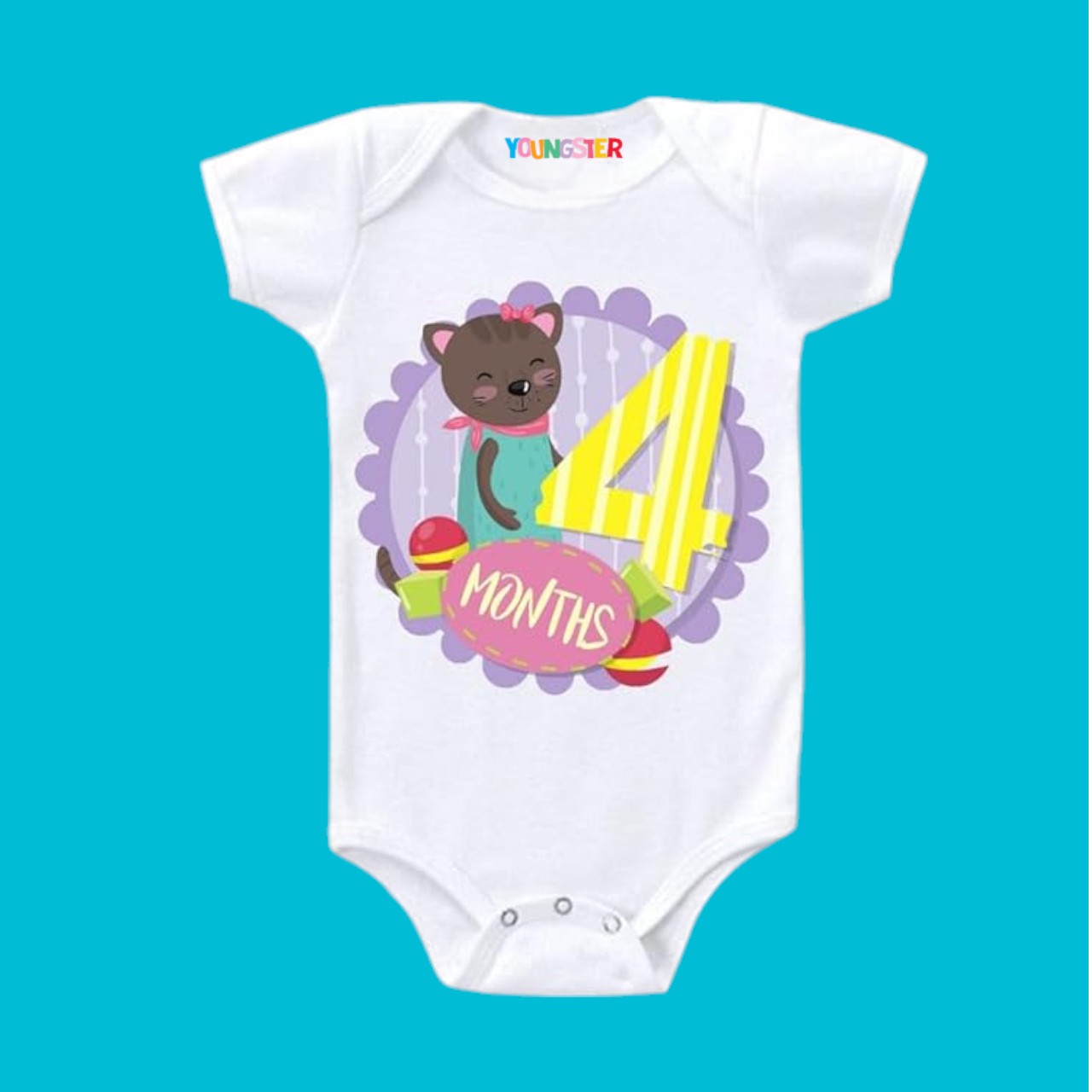 4 Months Birthday Rat Theme Baby Romper