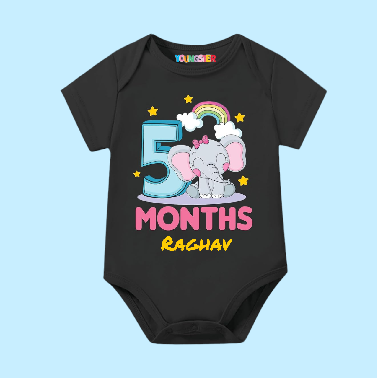 5 Months Elephant Theme Baby Unisex Romper