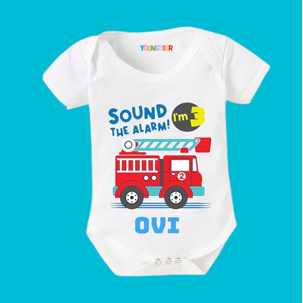 Sound the alarm I'M 3 Baby Romper