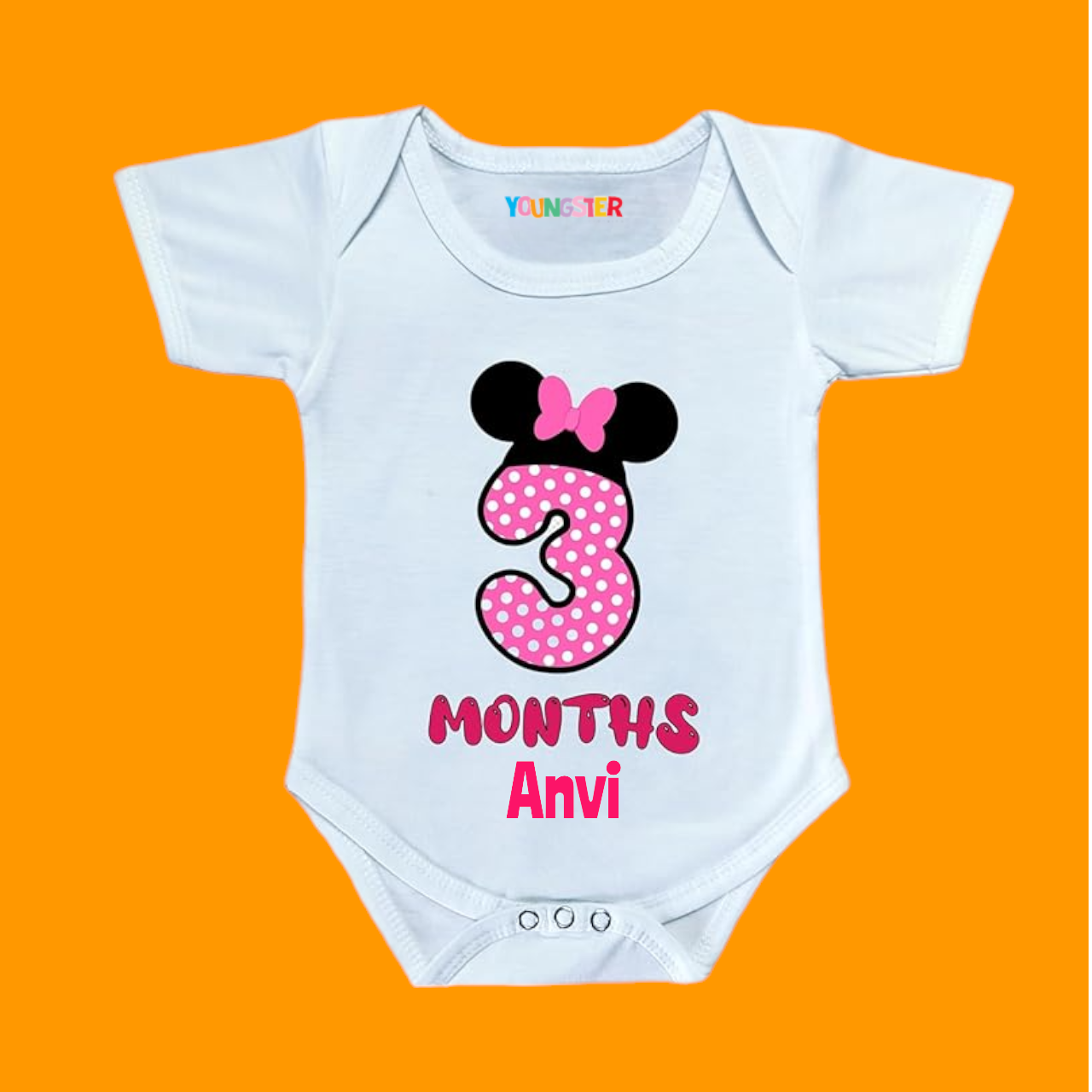 3 Months Birthday Miniie Theme Baby Romper