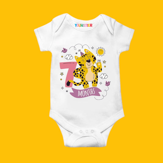 7 Months Birthday Tiger Print Baby Romper