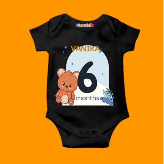 Unicorn 6 Months Monthly Milestone Birthday Unisex Cotton Baby Romper